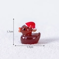 Brown miniature resin duck figurine wearing a red Christmas hat, size 1.7cm x 1.7cm - Black