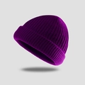 Minimalist winter knit beanie hat in deep purple color with soft warm texture - One Size / Bright Purple