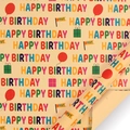 Brown kraft paper birthday gift wrap with colorful Happy Birthday text and balloons - Happy Birthday / 50*70CM