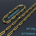 Parure de bijoux en acier inoxydable doré avec collier et bracelet à maillons trombone - Or (KS139405-Z)