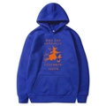 Blue Halloween hoodie with orange witch print and I Can Drive A Stick text - Blue