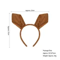 Brown plush kangaroo ear headband with detailed dimensions 23x21cm for parties - Brown Kangaroo Ear Headband