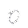 Klassischer S925 Sterlingsilber Ring mit Sechs-Krallen-Einkorn-Zirkonia im Brillantschliff - US 5 / Silber