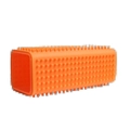 Double-sided hair remover brush in vibrant orange silicone with textured nubs for pet grooming - Rectangular Orange OPP / Orange