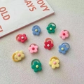Set of colorful flower elastic hair ties for girls in macaron shades and soft texture - Hyuna Flower (30#) / 10 Pieces Pack