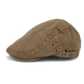 Gorra plana retro de algodón caqui oscuro con ojales metálicos y cierre ajustable - Talla única / café