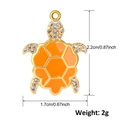 Gold turtle pendant with orange enamel and zircon for DIY jewelry necklaces - Orange Turtle (A0082)