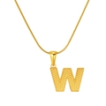 Golden titanium steel snake chain necklace with textured letter W pendant for women - Letter W (S-P004-W)