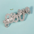 Elegant silver hair clip featuring a sparkling rhinestone-studded cursive love design - 9# Love Letter Style
