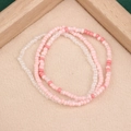 Handmade colorful glass seed bead bracelet in soft pink and white tones - Style 42-3pcs Pink White Set