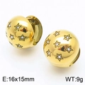 Gold-finished huggie earrings with cutout stars and crystals, 16x15mm dimensions - Style F Gold Star Ball (KE114119-KFC)