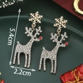 Sparkling gold reindeer and snowflake earrings with rhinestones, height 5.4cm - Gold Snowflake with Fully Studded Reindeer-SD61308