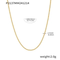 Détail d'un collier chaîne à billes dorées de 1 mm, longueur 400 mm, aspect poli brillant - Collier Chaîne À Billes Or