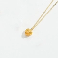 Minimalist gold heart pendant necklace featuring a sparkling yellow zircon gemstone - Yellow