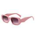 Modern pink square frame sunglasses with thick temples and purple gradient lenses - Pink Frame Gradient Grey Lens