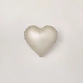 Top view of a heart-shaped silver foil balloon with a metallic finish on a grey background - Cream Heart Balloon