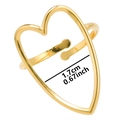 Anillo abierto dorado ajustable con diseño de corazón hueco y ancho de 1,7 cm - Dorado