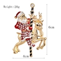 Christmas Santa Claus brooch with gold reindeer and rhinestones, size 6cm by 4cm - Knight Santa Claus - Brooch