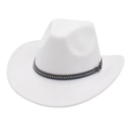Chapeau de cowboy blanc avec ceinture en cuir clouté et large bord incurvé de style western - 56-60cm / Blanc