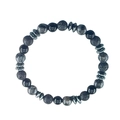 8mm beaded bracelet featuring black tiger eye, lava rock, and white turquoise beads - Lava + Glossy Stone + Black Flash