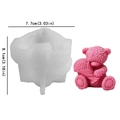 3D bear silicone mold and pink teddy flower candle showing 8.1cm height and 7.7cm width - NO.1 Teddy Bear Holding Flowers / 8.1cmx7.7cm