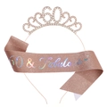Rose gold 60th birthday crown tiara and 60 & Fabulous glitter sash set for women - One Size / 60th (Glitter) / Rose Gold / AB Color