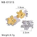 Detailed size specifications for gold and silver floral pattern stainless steel earrings - Flower Shape (NB-E1515) / 18K Gold