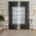 Elegant pair of black lace curtains with delicate floral embroidery for modern living rooms - 140*260cm / Black