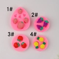 Pink silicone fruit molds for strawberry, grape, apple and pineapple shapes - 4-Piece Set (Pink)