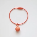 Bright orange metal wire keychain with a matching color bell for DIY bag charms - Orange Red