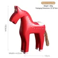 Nordisches rotes Holzpferd Ornament mit weißen Mustern und Maßen 19,5 cm Höhe - Rotes Holzpferd Ornament (9087) / Rot