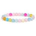 Multicolor beaded bracelet featuring natural agate stones in pink, blue and yellow hues - Color Morgan / 4mm