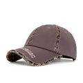 Berretto in cotone malva consumato con dettagli leopardati e bordi sfrangiati vintage - Grigio
