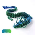 Detail of 3D printed articulated dragon with laser green to blue gradient finish - 30CM Laser Green