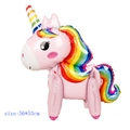 Standing 3D rainbow unicorn foil balloon for birthday party decorations, size 56x53cm - Cute Rainbow Pink Unicorn-56*53cm