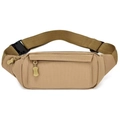 Sac banane kaki en nylon pour hommes avec sangles réglables et poches zippées sportives - Kaki