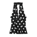 Polka dot halter neck top for women featuring a deep V-neck and a stylish backless design - XS / Black White Polka Dot