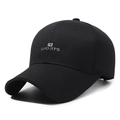 Black men's baseball cap with silver SPORTS logo and structured hard top design - Adjustable / Black