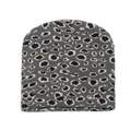 Detailed close-up of leopard jacquard knit pattern and texture on a warm winter beanie - M (56-58cm) / Grey and Black Leopard Print
