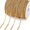 Goud vergulde roestvrijstalen schakelketting op witte spoel voor DIY sieraden maken - Gouden 08BNK Curb Ketting 2,9mm