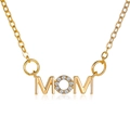 Golden MOM letter necklace with sparkling crystals on a cross chain for Mother's Day gift - Gold MOM Letter (2134)