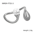 Anillo vintage de acero de titanio plateado con perla blanca de 0,59 cm - Talla única / Plateado (NMSR-F755-3)