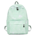 Mochila minimalista verde claro con patrones de corazones blancos y textura acolchada - Verde