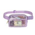 Purple waterproof nylon waist bag with transparent PVC mesh and adjustable strap - Transparent Light Purple Double Pull