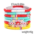 Colorful multi-layer polymer clay heart beaded bracelet set with baby and beauty letters - BABY & BEAUTY Polymer Clay Bracelet Set