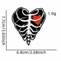 Detailed embroidery patch featuring a ribcage heart design with size dimensions in inches - Rib Cage Heart Patch 5#