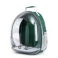 Dark green pet carrier backpack with clear bubble window and breathable mesh panels - Side-open Dark Green Panoramic