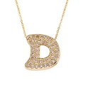 Gold plated alphabet necklace featuring a sparkling iced out letter D pendant - Letter D / Gold