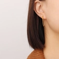 Minimalist gold tassel chain earrings with twisted spiral studs for women - Tassel Chain Earrings / Gold