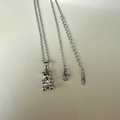 Silver stainless steel bear pendant necklace with micro-inlaid zircon detail - Shiny Bear with Thin Steel Chain